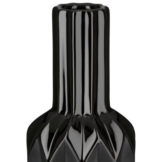 Βάζο Μπουκαλιού Κωνικό Κεραμικό Μαύρο D10X38Cm D10X38Cm