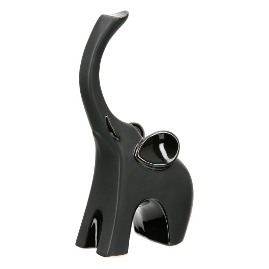 Sculpture Elephant Ceramic Black 2 Assorted 9X6X17Cm 9X6X17Cm