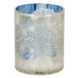 Φανάρι Κυλινδρικό Κέλυφος Μοτίφ Γυαλικά Μπλε D10X13Cm D10X13Cm