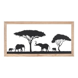 Ανάγλυφο τοίχου Ορθογώνιο Μοτίβο Ελέφαντα Μεταλλικό Μαύρο 30X1X60Cm 30X1X60Cm