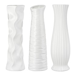 Βάζο Κεραμικό Λευκό Ποικιλία 3 φορές D9X34Cm D9X34Cm