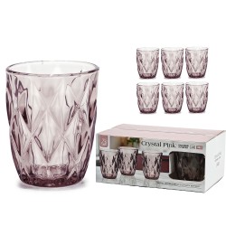 Ποτήρια Crystal Ροζ/Γυαλί 29cl 6Τμχ