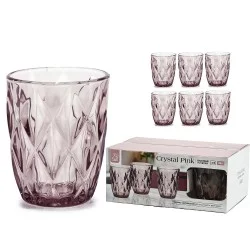 Ποτήρια Crystal Ροζ/Γυαλί 29cl 6Τμχ
