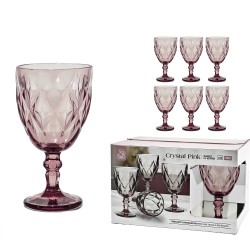 Σετ Κρυστάλλινα Ποτήρια Ροζ/Γυαλί 26cl 6Τμχ