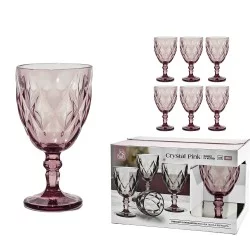 Σετ Κρυστάλλινα Ποτήρια Ροζ/Γυαλί 26cl 6Τμχ