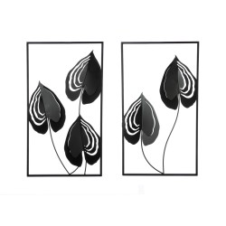 Ανάγλυφο τοίχου μοτίβο φύλλου μεταλλικό μαύρο 2 Ποικιλία 30X2X55Cm 30X2X55Cm