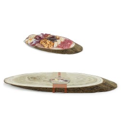 Δίσκος Σερβιρίσματος Αλλαντικών/Τυριών Οβάλ Κορμός Δέντρου Φυσικό Ξύλο 63x18x3cm