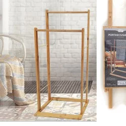 Κρεμάστρα Για Πετσέτες 2 Θέσεων Επιδαπέδια Φυσικό Μπαμπού 24x41x80cm