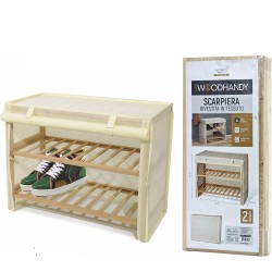 Παπουτσοθήκη WOODHANDY Beige/Ύφασμα/Ξύλο 63x27.5x49cm 2Τμχ
