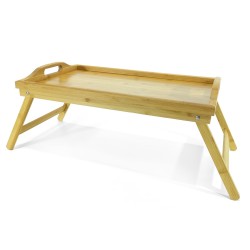 Τραπεζάκι-Δίσκος Κρεβατιού Πτυσσόμενος Φυσικό Μπαμπού 50x30x21cm