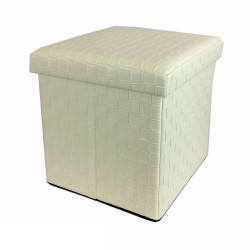 Σκαμπό Με Αποθηκευτικό Χώρο Μπεζ Δέρμα 38x38x38cm