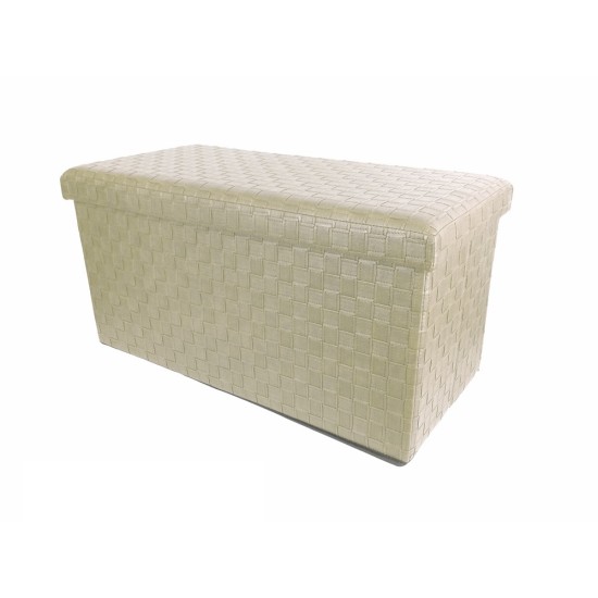 Σκαμπό Με Αποθηκευτικό Χώρο Μπεζ Δέρμα 76x38x38cm