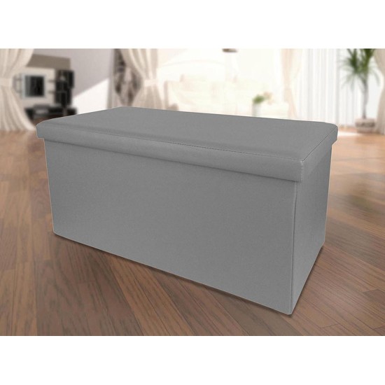 Σκαμπό Με Αποθηκευτικό Χώρο Γκρι PU 76x38x38cm Σκαμπό Με Αποθηκευτικό Χώρο Γκρι PU 76x38x38cm