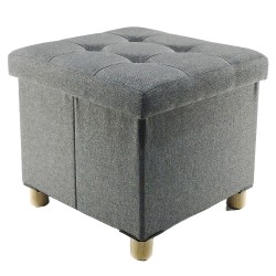 Πουφ Με Ξύλινα Πόδια Γκρι 38x38x34cm