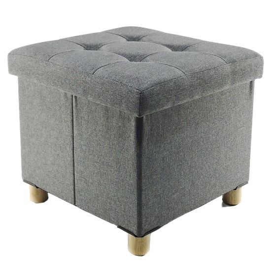 Πουφ Με Ξύλινα Πόδια Γκρι 38x38x34cm