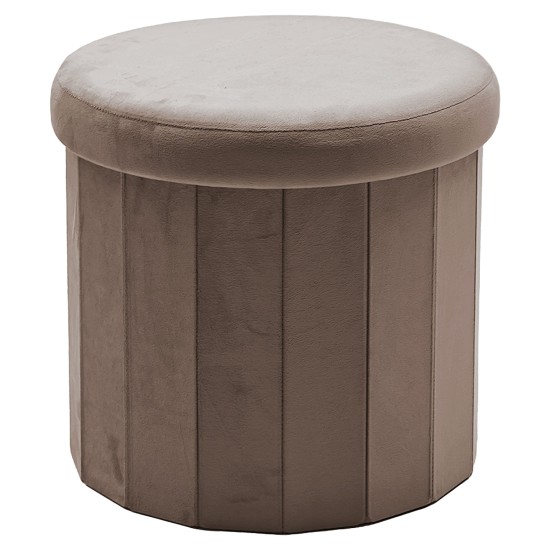 Πουφ Αποθήκευσης Αναδιπλούμενο Τόρτορα Βελούδο Φ40x38cm