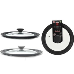 Καπάκι Διάφανο/Μαύρο Γυαλί/Σιλικόνη 24/26/28cm 2Τμχ