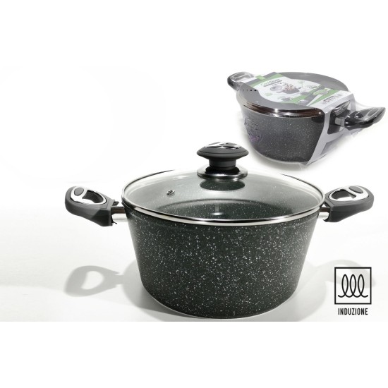 Κατσαρόλα Αντικολλητική Αλουμινίου Με Επίστρωση Stone Λαβές Soft-Touch Φ24cm