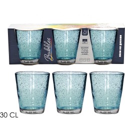 Ποτήρια Bubbles Μπλε Γυαλί 30cl 3Τμχ