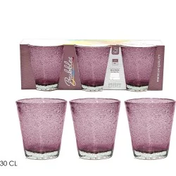 Σετ Ποτήρια Ροζ/Γυαλί 30cl 3Τμχ