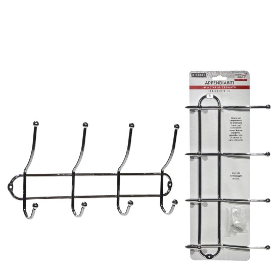 Κρεμάστρα Τοίχου 8 Θέσεων Χρώμιο 35x6x18cm