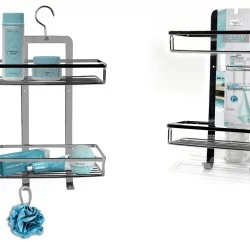 Εταζέρα 2 Ράφια Ασημί Μέταλλο 26x11x38cm