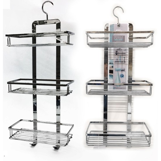 Εταζέρα 3 Ράφια Ασημί Μέταλλο 26x11x55cm