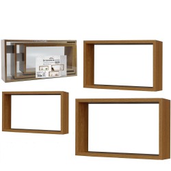 Σετ 3 Ράφια Κυβικά Φυσικό Ξύλο 70x35x15cm Σε 3 Διαστάσεις Σετ 3 Ράφια Κυβικά Φυσικό Ξύλο 70x35x15cm Σε 3 Διαστάσεις