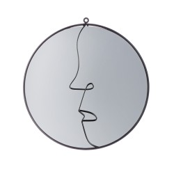 Καθρέφτης "Face" Μέταλλο Καθρέφτης Γυάλινο Μαύρο PU L. cm H. 42 cm D. 40 cm Καθρέφτης "Face" Μέταλλο Καθρέφτης Γυάλινο Μαύρο PU L. cm H. 42 cm D. 40 cm