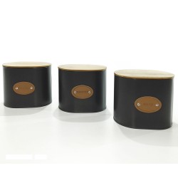 Δοχεία μαύρο/γκρι μέταλλο/ξύλο 15x11x13cm Σε 3 Σχέδια Δοχεία μαύρο/γκρι μέταλλο/ξύλο 15x11x13cm Σε 3 Σχέδια