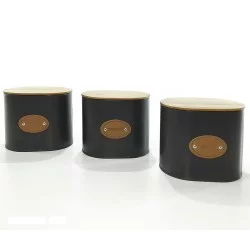 Δοχεία μαύρο/γκρι μέταλλο/ξύλο 15x11x13cm Σε 3 Σχέδια