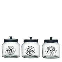 Βάζο Γυαλί Με Μαύρο Καπάκι 250cl Σε 3 Σχέδια