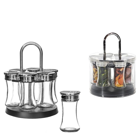 Σετ Βάζο Μπαχαρικών Με Περιστρεφόμενη Βάση Σετ 6Τμχ
