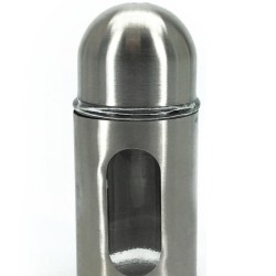 Αλατιέρα Με Οθόνη Ένδειξης Στάθμης Inox/Διάφανο Μέταλλο/Γυαλί 100ml Υ10cm