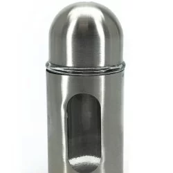 Αλατιέρα Με Οθόνη Ένδειξης Στάθμης Inox/Διάφανο Μέταλλο/Γυαλί 100ml Υ10cm