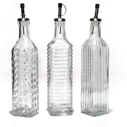 Φιάλη Λαδιού/Ξυδιού Διάφανο Γυαλί 500ml Σε 3 Σχέδια