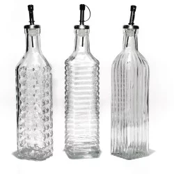 Φιάλη Λαδιού/Ξυδιού Διάφανο Γυαλί 500ml Σε 3 Σχέδια