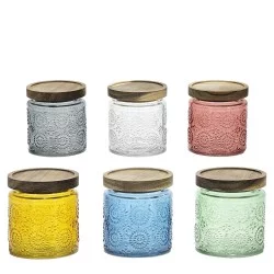 Βάζο Γυαλί Με Ερμητικό Καπάκι 500ml Φ10x11cm Σε 6 Χρώματα