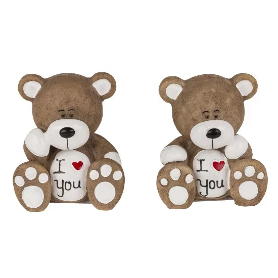 Διακοσμητικό Αρκουδάκι I Love You Καφέ Polyresin 6x6.5cm Σε 2 Σχέδια