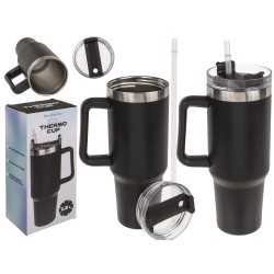 Κούπα Θερμός Με Ανοξείδωτο Εσωτερικό Με Καλαμάκι Μαύρο 1.2lt