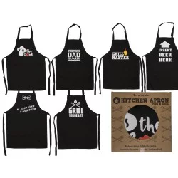 Ποδιά Κουζίνας ‘Cook & Grill’ Μαύρο Βαμβακερό 80x60cm Σε 6 Σχέδια