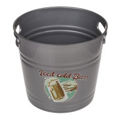 Δοχείο Πάγου ‘Iced Cold Beer!’ Με Χερούλια Γκρι Μέταλλο 6lt Δοχείο Πάγου ‘Iced Cold Beer!’ Με Χερούλια Γκρι Μέταλλο 6lt