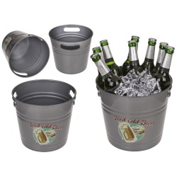 Δοχείο Πάγου ‘Iced Cold Beer!’ Με Χερούλια Γκρι Μέταλλο 6lt Δοχείο Πάγου ‘Iced Cold Beer!’ Με Χερούλια Γκρι Μέταλλο 6lt
