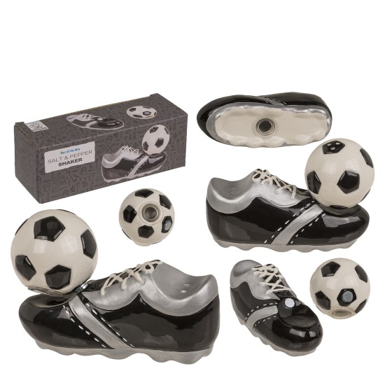 Αλατοπίπερο Παπούτσι Και Μπάλα Ποδοσφαίρου Με Μαγνήτη Δολομίτης 11.5x7.5x5cm Σετ 2Τμχ