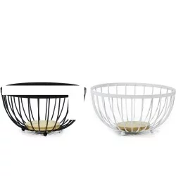 Σαλατιέρα μαύρο/λευκό μέταλλο/ξύλο Φ25xH13cm 2Τμχ Σε 2 Χρώματα