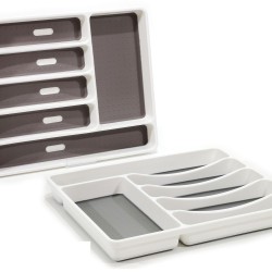 Θήκη Για Μαχαιροπήρουνα Με Αντιολισθητική Επιφάνεια 6 Χωρίσματα Λευκό Πλαστικό 40x32.5x4.5cm