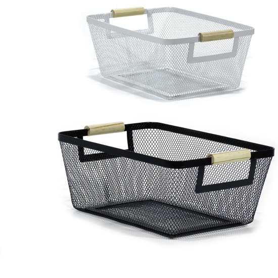Καλάθι Λευκό/Μαύρο Μέταλλο/Ξύλο 33x22x13.5cm 2Τμχ Σε 2 Χρώματα Καλάθι Λευκό/Μαύρο Μέταλλο/Ξύλο 33x22x13.5cm 2Τμχ Σε 2 Χρώματα