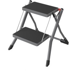 Σκαμπό Διπλής Σκάλας Γκρι Ατσάλινο 49.5x48.5x44.5cm