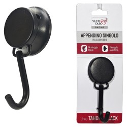 Κρεμάστρα Μαύρο Αλουμίνιο Με Βεντούζα Φ5.5x12cm