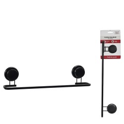 Θήκη Πετσέτας Με Βεντούζες Σατινέ Μαύρο Αλουμίνιο 45x8x9.5cm